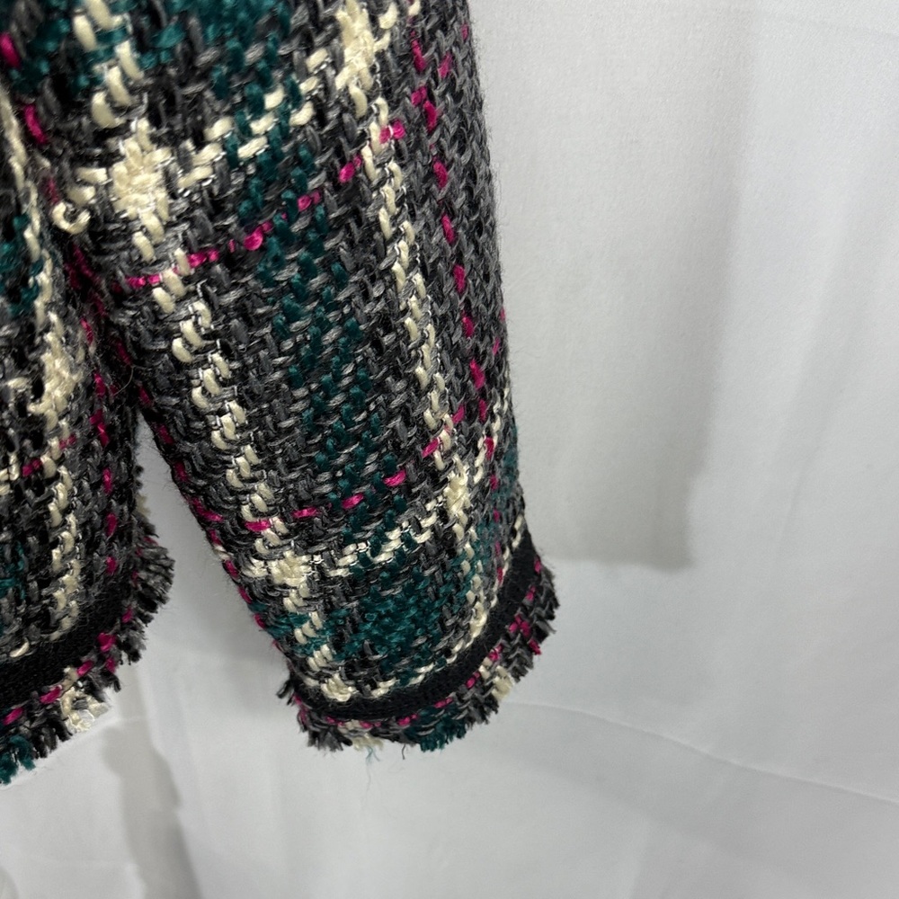 ANTHROPOLOGIE PLAID TWEED BLAZER JACKET L - Picture 8 of 11